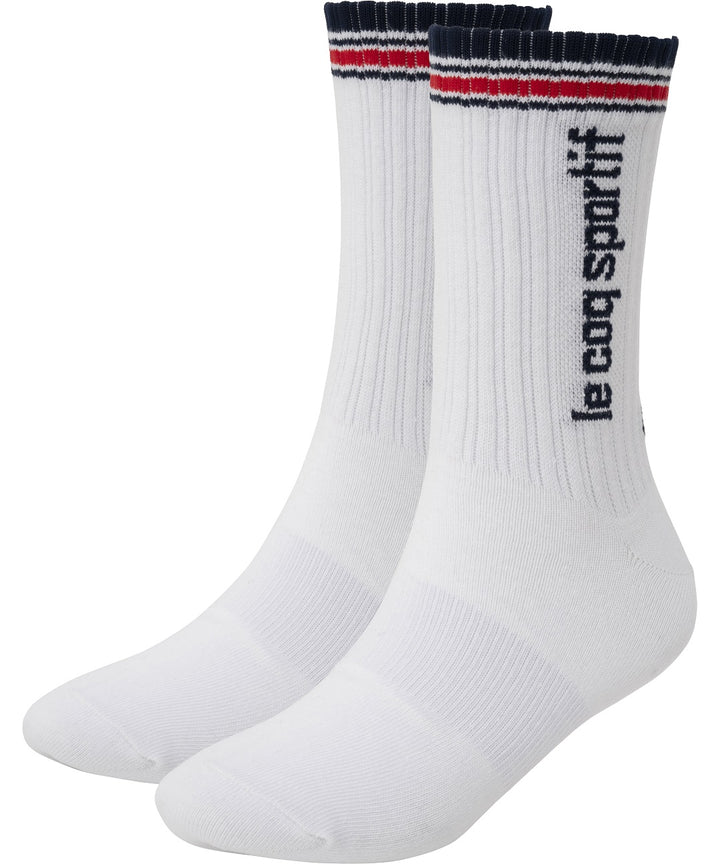 le coq sportif ถุงเท้ายาว สีน้ำเงิน-ขาว-แดง แพ็ค 2 คู่ (ถุงเท้า, sock, กีฬา, sport, lecoq, เลอค็อก) 