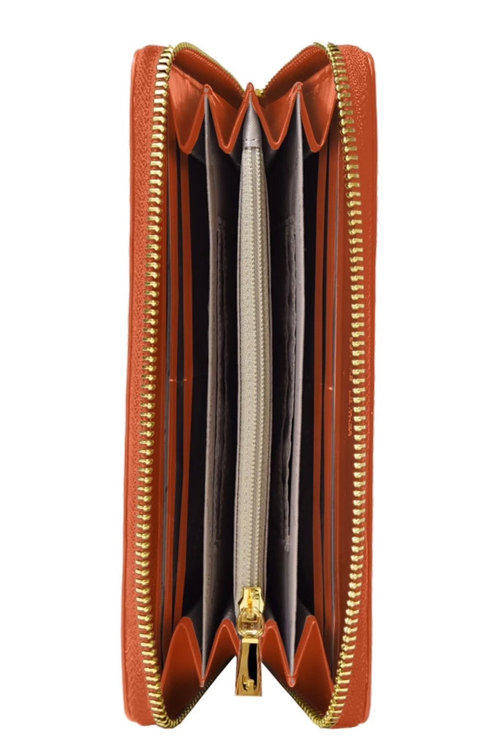 Louis Fontaine กระเป๋าสตางค์พับยาวซิปรอบ รุ่น GEMS - สีส้ม ( LFW0017Z ) 