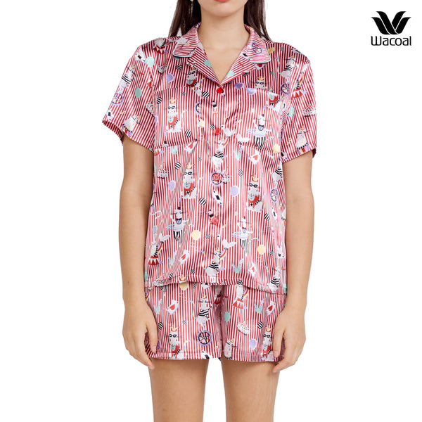 Wacoal Sleepwear ชุดนอนกันโป๊ เสื้อแขนสั้น กางเกงขาสั้น รุ่น WN7D42 