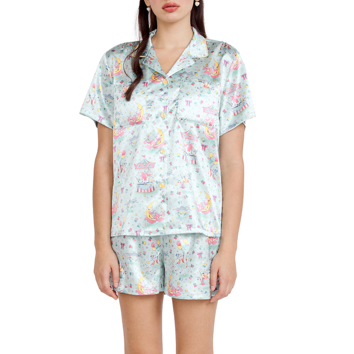 Wacoal Sleepwear ชุดนอนกันโป๊ เสื้อแขนสั้น กางเกงขาสั้น รุ่น WN7D40 