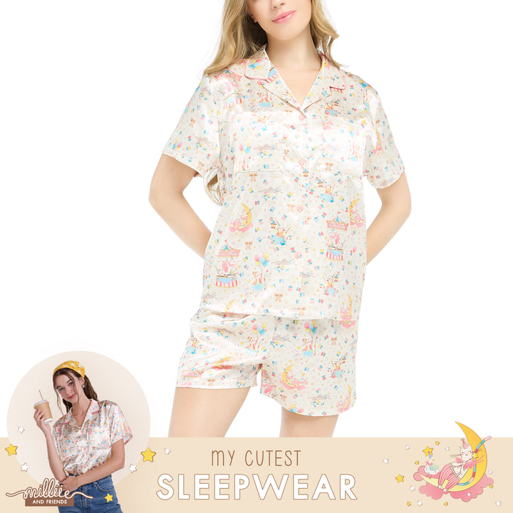 Wacoal Sleepwear ชุดนอนกันโป๊ เสื้อแขนสั้น กางเกงขาสั้น รุ่น WN7D40 