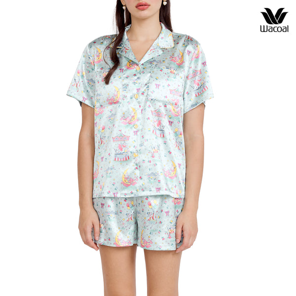 Wacoal Sleepwear ชุดนอนกันโป๊ เสื้อแขนสั้น กางเกงขาสั้น รุ่น WN7D40 
