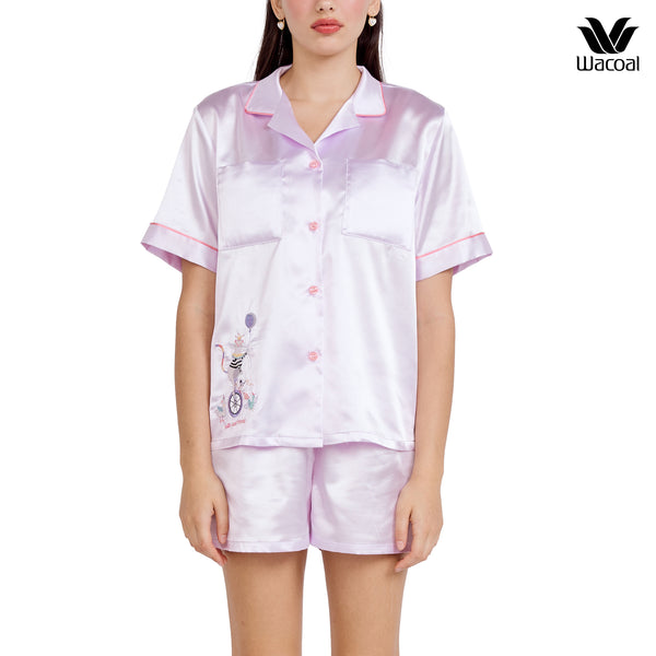 Wacoal Sleepwear ชุดนอนกันโป๊ เสื้อแขนสั้น กางเกงขาสั้น รุ่น WN7D43 