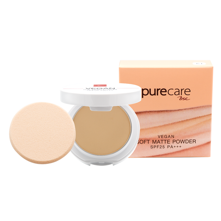 BSC Pure Care (บีเอสซี เพียวแคร์) VEGAN MATTE POWDER SPF25 PA+++ 9.5g. Purecare BSC