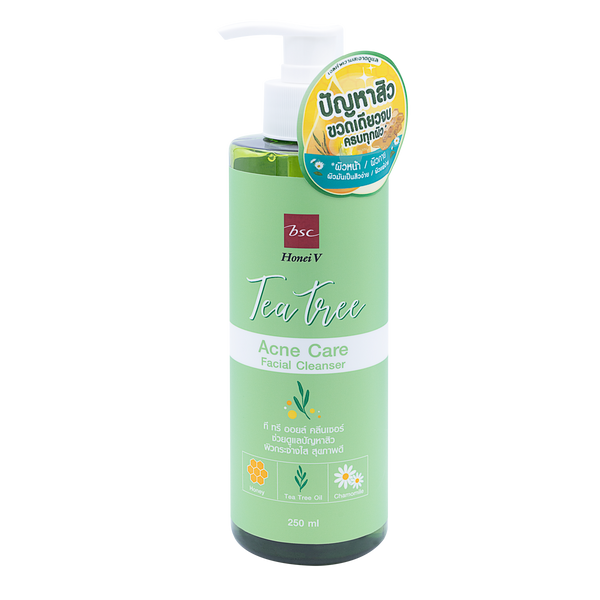 HONEI V BSC TEA TREE  ACNE CARE FACIAL CLEANSER ฮันนี่ วี บีเอสซี ที ทรี แอคเน่ แคร์ เฟเชียล คลีนเซอร์ เจลล้างหน้า ดูแลผิวที่มีแนวโน้มเป็นสิวง่าย 