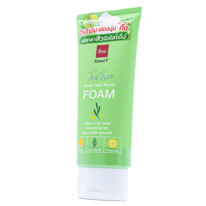 HONEI V BSC TEA TREE ACNE CARE FACIAL FOAM ฮันนี่ วี บีเอสซี ที ทรี แอคเน่ แคร์ เฟเชียล โฟม 