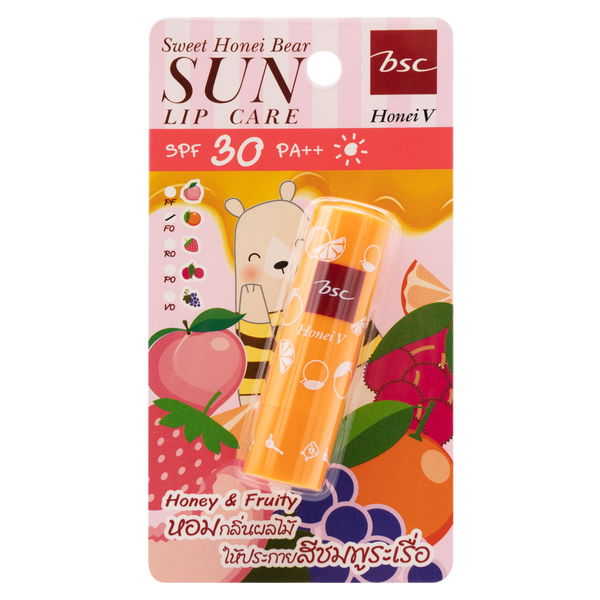 Honei v BSC Sweet Honei Bear Sun Lip Care SPF30 PA++ 4.5 กรัม ลิปแคร์กันแดด Honey&Fruity หอมกลิ่นผลไม้ 