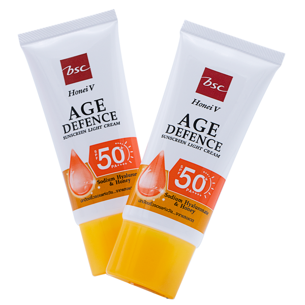 [แพ็ค2ชิ้น ] Honei V BSC Age Defence Sunscreen Light Cream SPF50+ PA++++ 30g.