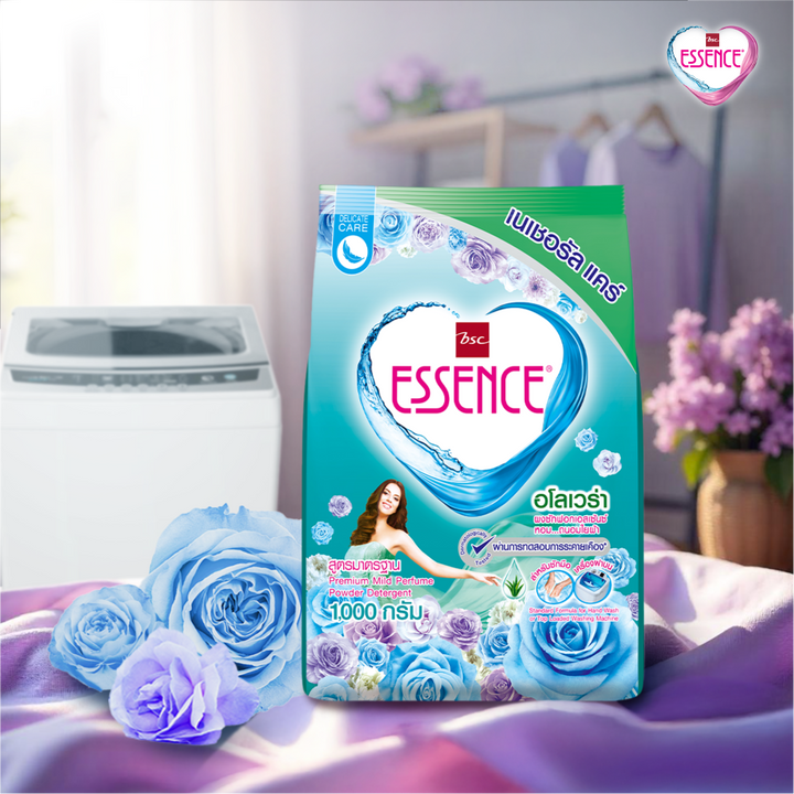 ผงซักฟอก เอสเซ้นซ์ เนเชอรัล แคร์ อโลเวล่า ขนาด 1,000 กรัม (1 ลัง บรรจุ 12 ถุง) ESSENCE