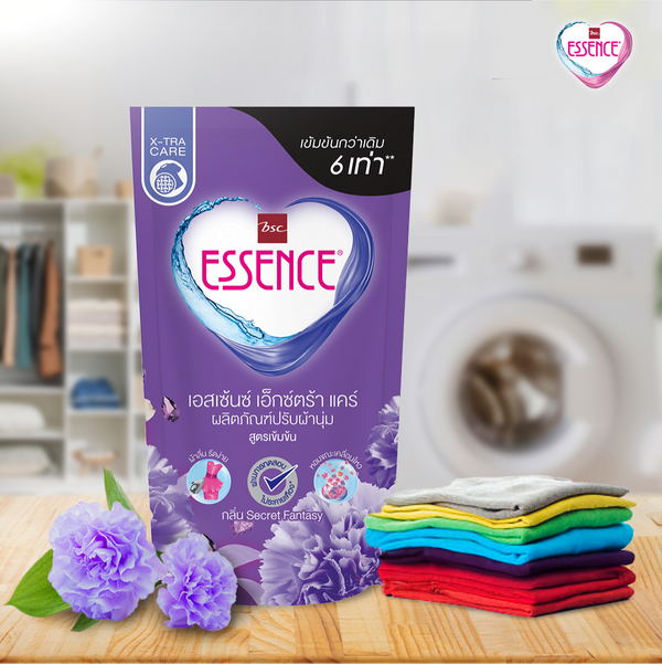 ESSENCE ผลิตภัณฑ์ปรับผ้านุ่ม เอสเซ้นซ์ สูตรเข้มข้น 6 เท่า กลิ่น SECRET FANTASY 550 มล. (1 ลัง บรรจุ 12 ถุง) ESSENCE