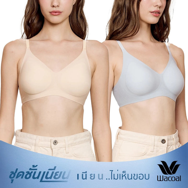 Wacoal ชุดชั้นเนียน บราไร้โครง เย็นสบาย Smart Size Easy Icy เซท 2 ชิ้น รุ่น WB3Y45/WB3245 คละสี Wacoal