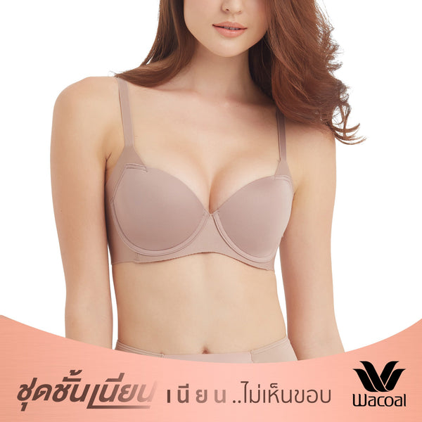 Wacoal ชุดชั้นเนียน บรามีโครงเก็บกระชับ สาวคัพใหญ่  รุ่น WB7914 Wacoal