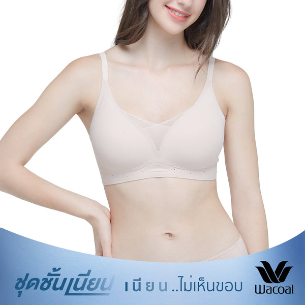 Wacoal ชุดชั้นเนียน บราไร้โครง Smartsize เสริมฟองน้ำ รุ่น wb3y32 Wacoal