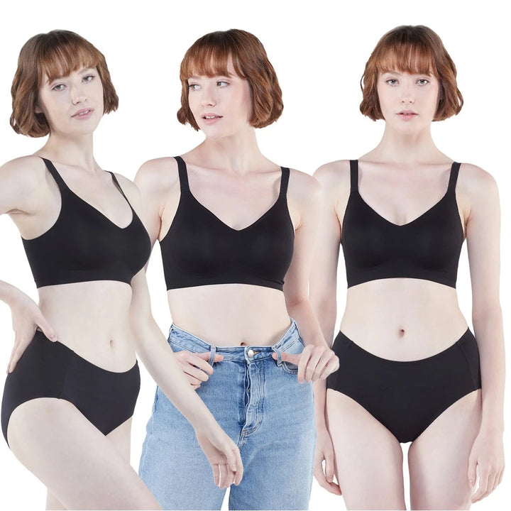 Wacoal ชุดชั้นเนียน บราไร้โครง Smart Size เสริมฟองน้ำ เซท 3 ชิ้น รุ่น WB3Y28/WB3328 Wacoal