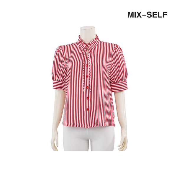 MIX-SELF STRIPED BLOUSE รุ่น FB3467 Mix Self