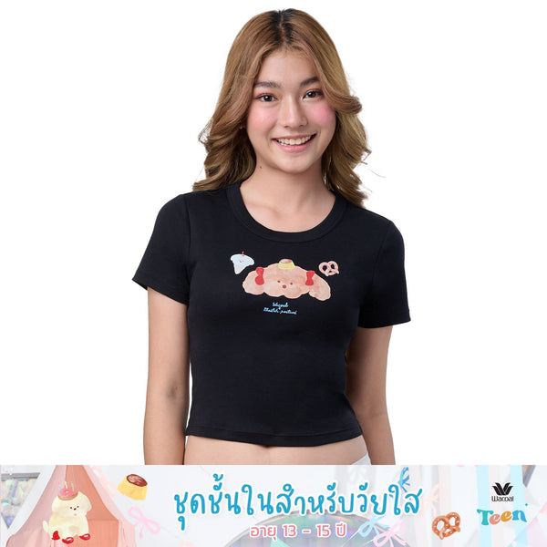 Wacoal Teen เสื้อยืดมีแขนสำหรับวัยใส พิมพ์ลายการ์ตูน รุ่น WH3A14 Wacoal