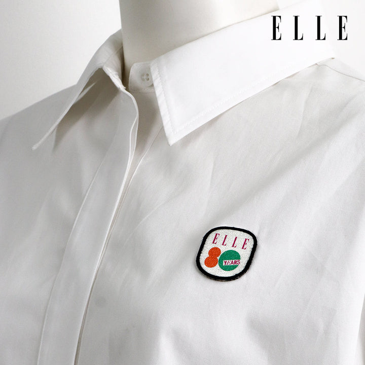 ELLE เสื้อเชิ๊ตสตรีผ้า COTTON แขนยาว ทรง CROP ติดชิ้นโลโก้ LIMITED EDITION COLLECTION ELLE 80 YEARS ที่อก รุ่น W3B392 ELLE