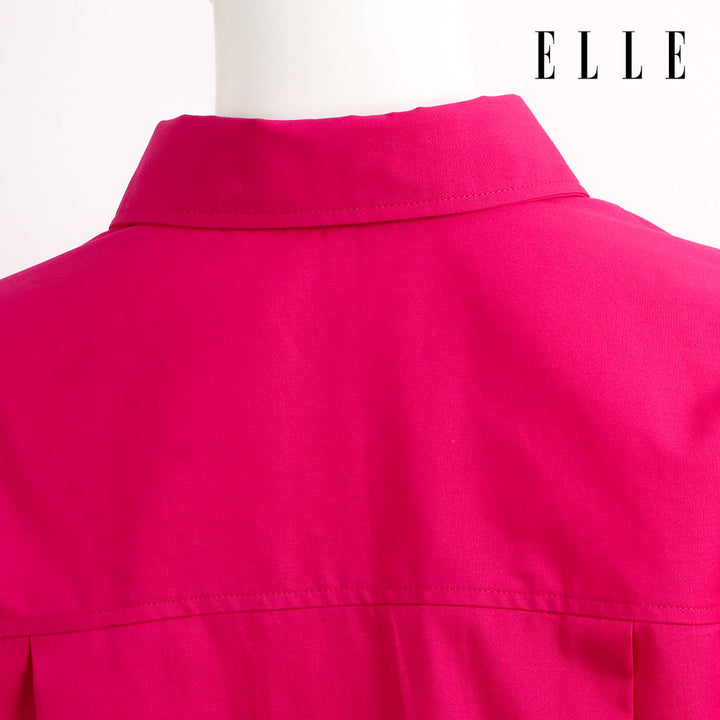ELLE เสื้อเชิ๊ตสตรีผ้า COTTON แขนยาว ทรง CROP ติดชิ้นโลโก้ LIMITED EDITION COLLECTION ELLE 80 YEARS ที่อก รุ่น W3B392 ELLE