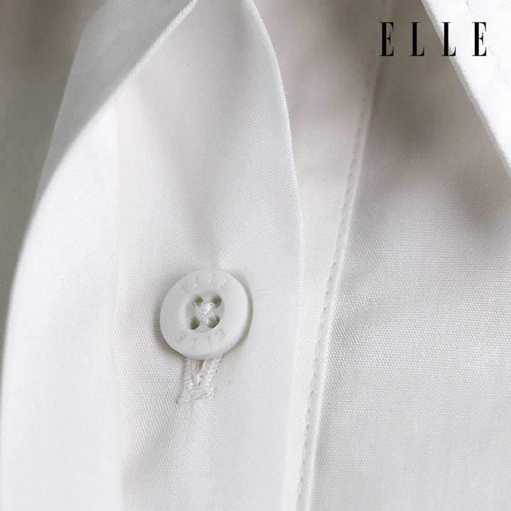 ELLE เสื้อเชิ๊ตสตรีผ้า COTTON แขนยาว ทรง CROP ติดชิ้นโลโก้ LIMITED EDITION COLLECTION ELLE 80 YEARS ที่อก รุ่น W3B392 ELLE