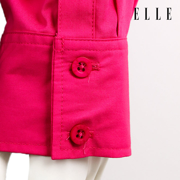 ELLE เสื้อเชิ๊ตสตรีผ้า COTTON แขนยาว ทรง CROP ติดชิ้นโลโก้ LIMITED EDITION COLLECTION ELLE 80 YEARS ที่อก รุ่น W3B392 ELLE
