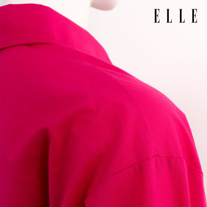 ELLE เสื้อเชิ๊ตสตรีผ้า COTTON แขนยาว ทรง CROP ติดชิ้นโลโก้ LIMITED EDITION COLLECTION ELLE 80 YEARS ที่อก รุ่น W3B392 ELLE