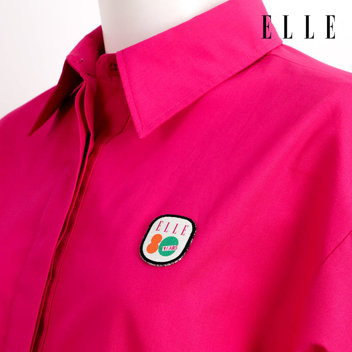 ELLE เสื้อเชิ๊ตสตรีผ้า COTTON แขนยาว ทรง CROP ติดชิ้นโลโก้ LIMITED EDITION COLLECTION ELLE 80 YEARS ที่อก รุ่น W3B392 ELLE