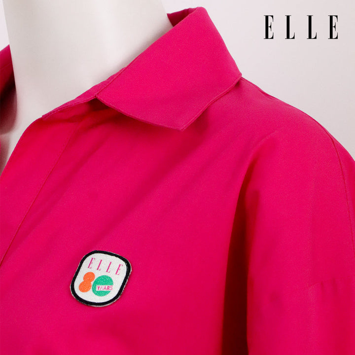 ELLE เสื้อเชิ๊ตสตรีผ้า COTTON แขนยาว ทรง BASIC ติดชิ้นโลโก้ LIMITED EDITION COLLECTION ELLE 80 YEARS ที่อก รุ่น W3B393 ELLE