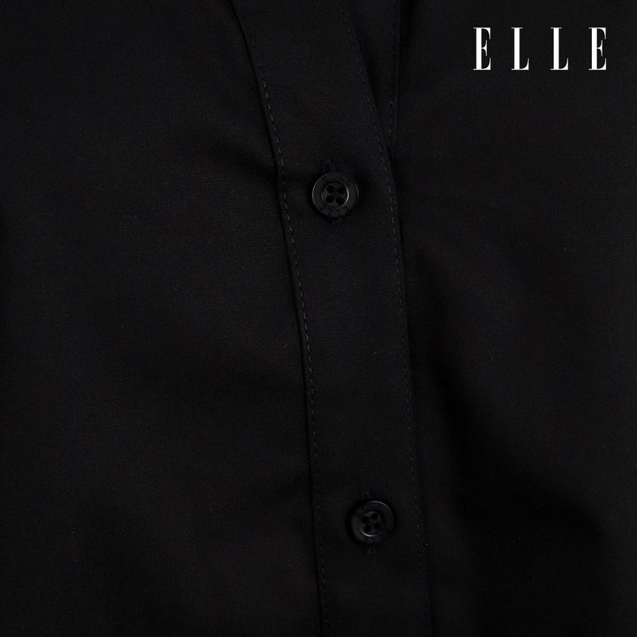 ELLE เสื้อเชิ๊ตสตรีผ้า COTTON แขนยาว ทรง BASIC ติดชิ้นโลโก้ LIMITED EDITION COLLECTION ELLE 80 YEARS ที่อก รุ่น W3B393 ELLE