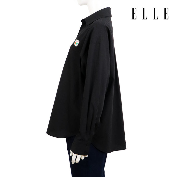 ELLE เสื้อเชิ๊ตสตรีผ้า COTTON แขนยาว ทรง BASIC ติดชิ้นโลโก้ LIMITED EDITION COLLECTION ELLE 80 YEARS ที่อก รุ่น W3B393 ELLE