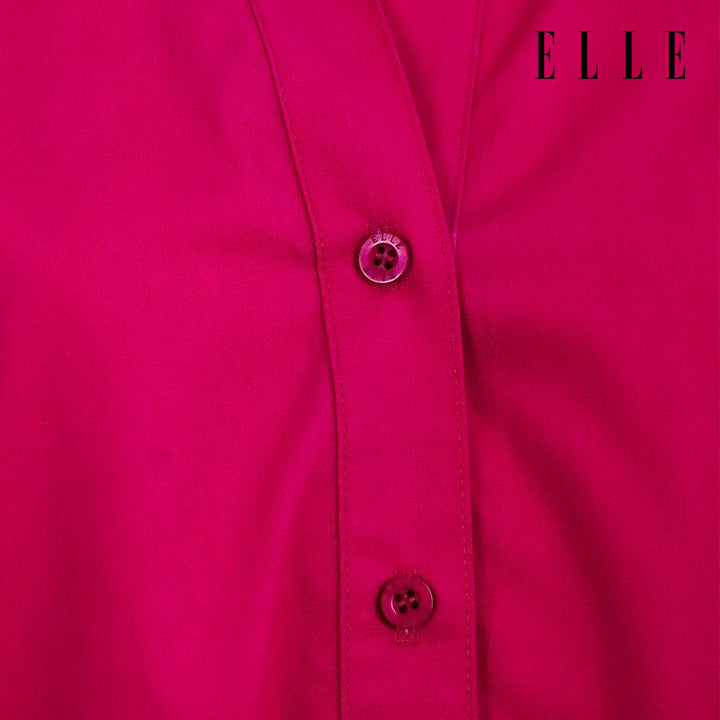 ELLE เสื้อเชิ๊ตสตรีผ้า COTTON แขนยาว ทรง BASIC ติดชิ้นโลโก้ LIMITED EDITION COLLECTION ELLE 80 YEARS ที่อก รุ่น W3B393 ELLE