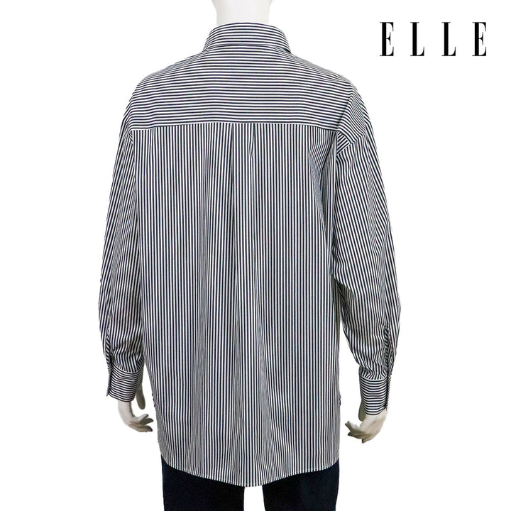 ELLE เสื้อเชิ๊ตสตรีผ้า COTTON / NYLON / SPANDEX แขนยาว ทรง OVER SIZE สกรีนลายกราฟฟิค ELLE LIMITED EDITION COLLECTION ELLE 80 YEARS ที่อก รุ่น W3B394 ELLE