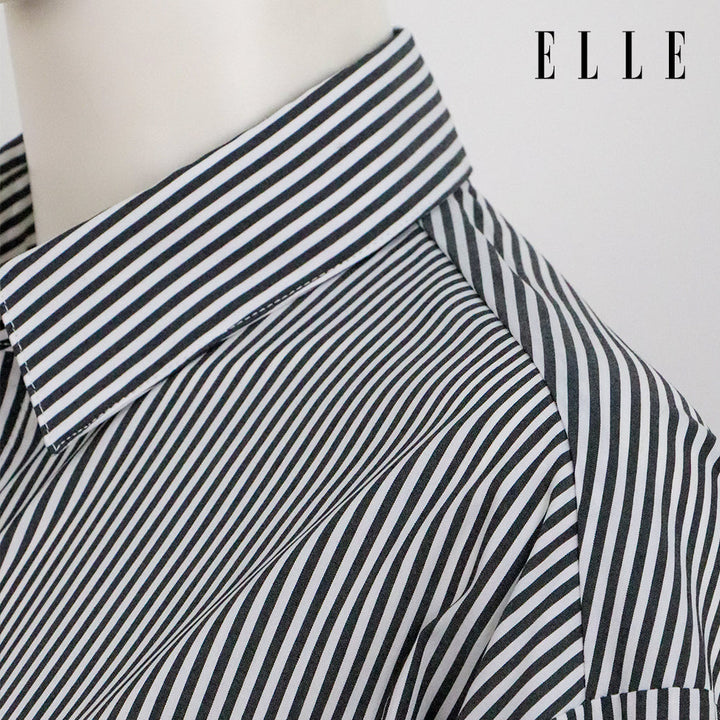 ELLE เสื้อเชิ๊ตสตรีผ้า COTTON / NYLON / SPANDEX แขนยาว ทรง OVER SIZE สกรีนลายกราฟฟิค ELLE LIMITED EDITION COLLECTION ELLE 80 YEARS ที่อก รุ่น W3B394 ELLE