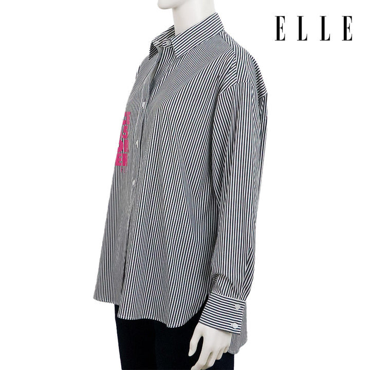 ELLE เสื้อเชิ๊ตสตรีผ้า COTTON / NYLON / SPANDEX แขนยาว ทรง OVER SIZE สกรีนลายกราฟฟิค ELLE LIMITED EDITION COLLECTION ELLE 80 YEARS ที่อก รุ่น W3B394 ELLE