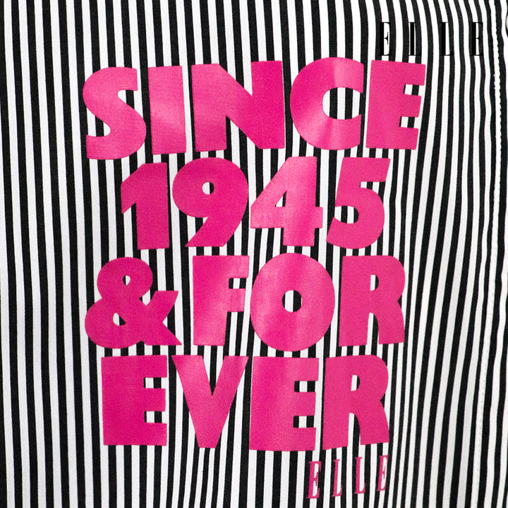 ELLE เสื้อเชิ๊ตสตรีผ้า COTTON / NYLON / SPANDEX แขนยาว ทรง OVER SIZE สกรีนลายกราฟฟิค ELLE LIMITED EDITION COLLECTION ELLE 80 YEARS ที่อก รุ่น W3B394 ELLE