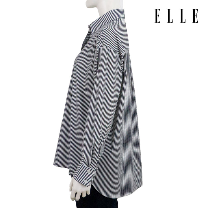ELLE เสื้อเชิ๊ตสตรีผ้า COTTON / NYLON / SPANDEX แขนยาว ทรง OVER SIZE สกรีนลายกราฟฟิค ELLE LIMITED EDITION COLLECTION ELLE 80 YEARS ที่อก รุ่น W3B394 ELLE