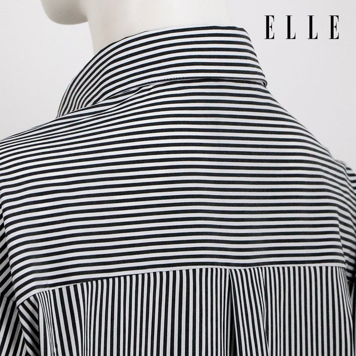 ELLE เสื้อเชิ๊ตสตรีผ้า COTTON / NYLON / SPANDEX แขนยาว ทรง OVER SIZE สกรีนลายกราฟฟิค ELLE LIMITED EDITION COLLECTION ELLE 80 YEARS ที่อก รุ่น W3B394 ELLE