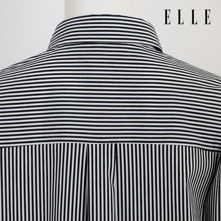 ELLE เสื้อเชิ๊ตสตรีผ้า COTTON / NYLON / SPANDEX แขนยาว ทรง OVER SIZE สกรีนลายกราฟฟิค ELLE LIMITED EDITION COLLECTION ELLE 80 YEARS ที่อก รุ่น W3B394 ELLE
