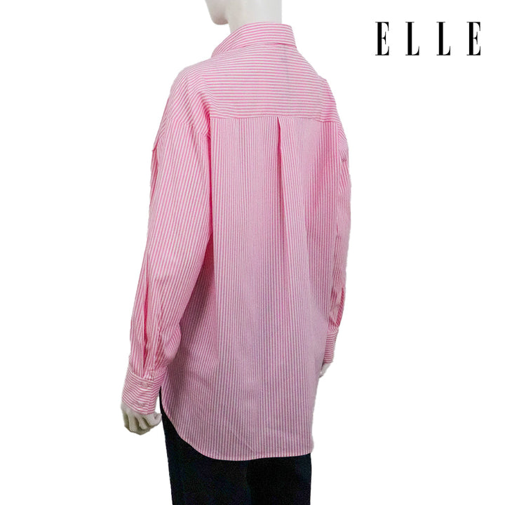 ELLE เสื้อเชิ๊ตสตรีผ้า COTTON / NYLON / SPANDEX แขนยาว ทรง OVER SIZE สกรีนลายกราฟฟิค ELLE LIMITED EDITION COLLECTION ELLE 80 YEARS ที่อก รุ่น W3B394 ELLE