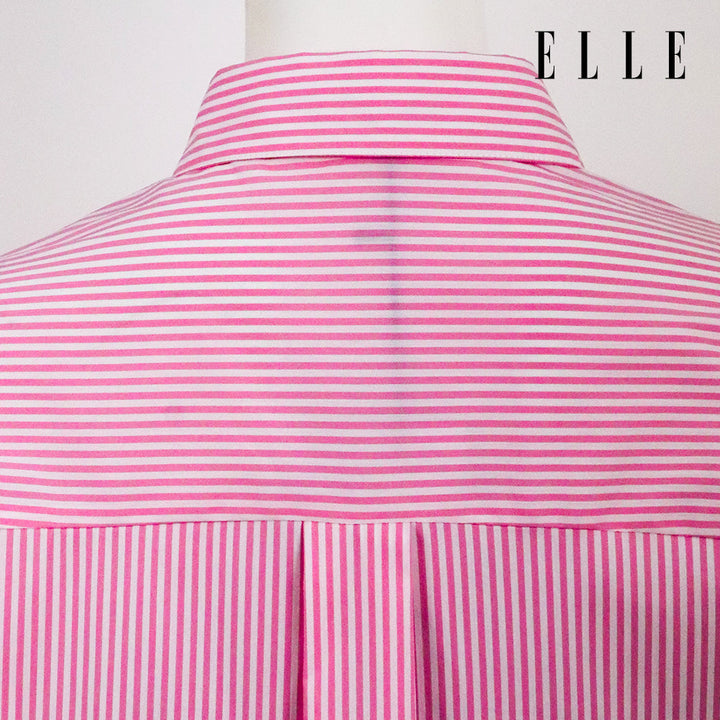 ELLE เสื้อเชิ๊ตสตรีผ้า COTTON / NYLON / SPANDEX แขนยาว ทรง OVER SIZE สกรีนลายกราฟฟิค ELLE LIMITED EDITION COLLECTION ELLE 80 YEARS ที่อก รุ่น W3B394 ELLE