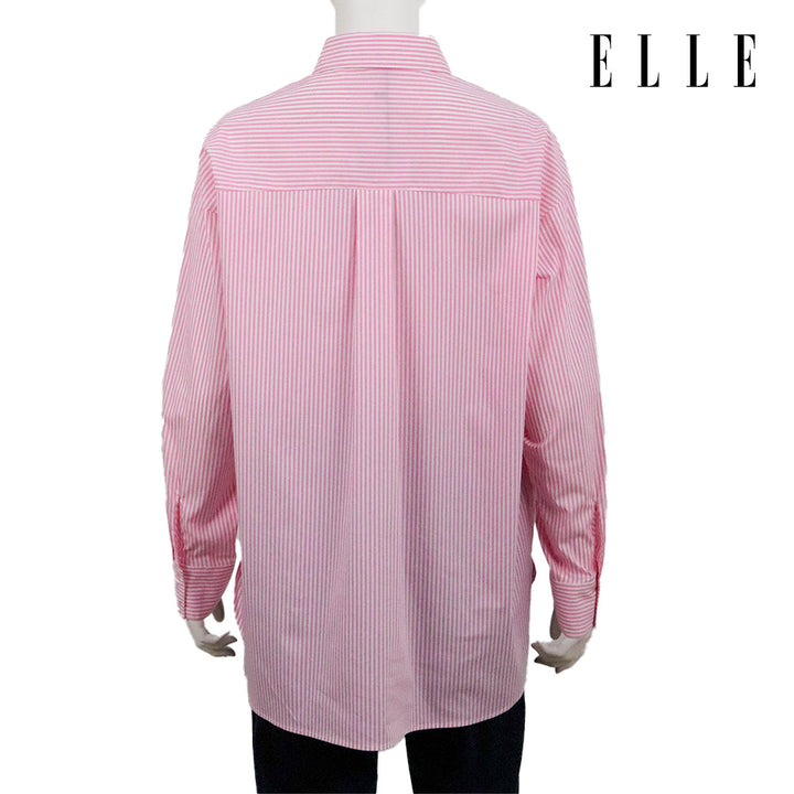 ELLE เสื้อเชิ๊ตสตรีผ้า COTTON / NYLON / SPANDEX แขนยาว ทรง OVER SIZE สกรีนลายกราฟฟิค ELLE LIMITED EDITION COLLECTION ELLE 80 YEARS ที่อก รุ่น W3B394 ELLE