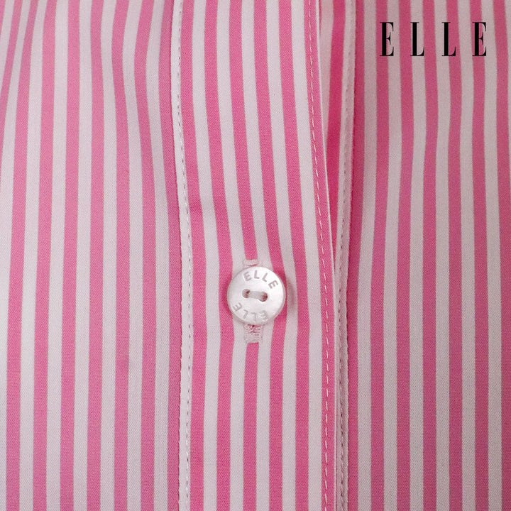 ELLE เสื้อเชิ๊ตสตรีผ้า COTTON / NYLON / SPANDEX แขนยาว ทรง OVER SIZE สกรีนลายกราฟฟิค ELLE LIMITED EDITION COLLECTION ELLE 80 YEARS ที่อก รุ่น W3B394 ELLE
