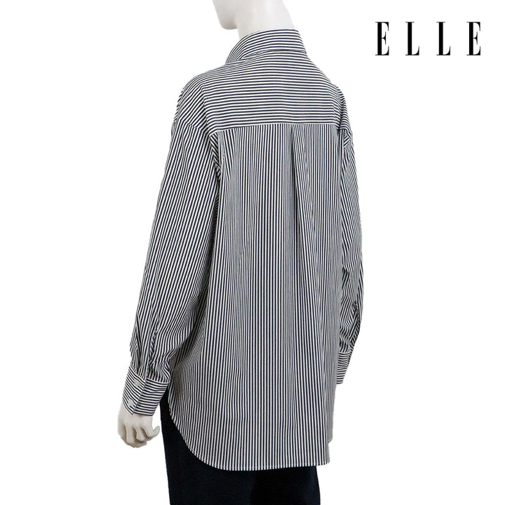 ELLE เสื้อเชิ๊ตสตรีผ้า COTTON / NYLON / SPANDEX แขนยาว ทรง OVER SIZE สกรีนลายกราฟฟิค ELLE LIMITED EDITION COLLECTION ELLE 80 YEARS ที่อก รุ่น W3B394 ELLE
