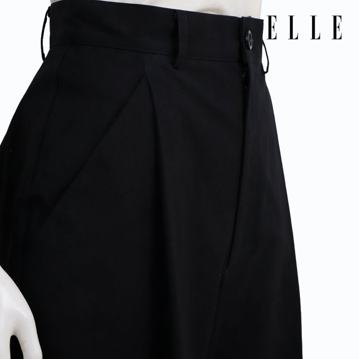 ELLE กางเกงสตรีขายาว ผ้า COTTON ทรง WIDE PANT มีจีบหน้า รุ่น W3L718 ELLE