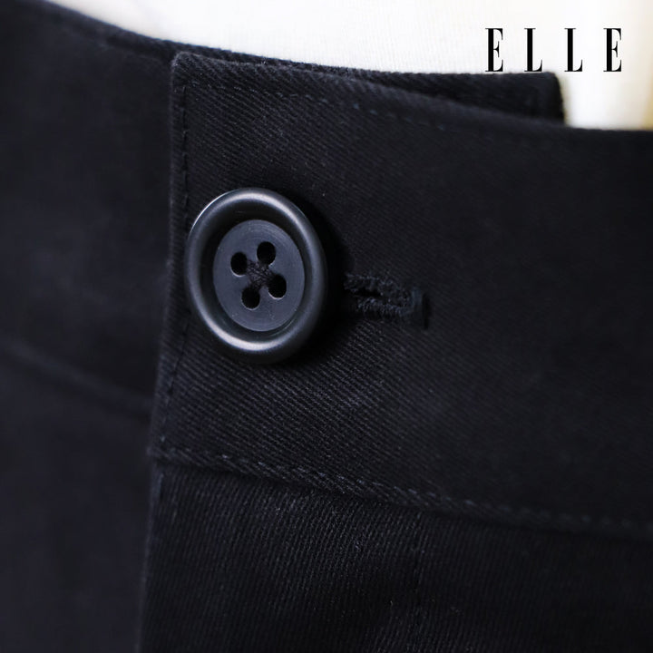 ELLE กางเกงสตรีขายาว ผ้า COTTON ทรง WIDE PANT มีจีบหน้า รุ่น W3L718 ELLE