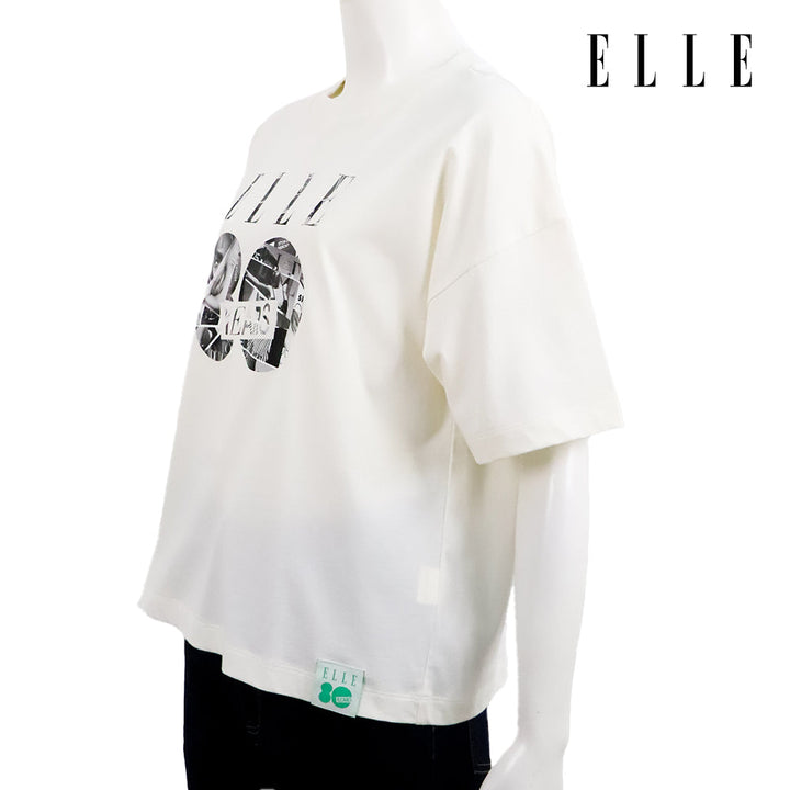 ELLE เสื้อยืด T-SHIRT ผ้า COTTON แขนสั้น ทรง CROP สกรีนลายกราฟฟิค ELLE LIMITED EDITION COLLECTION ELLE 80 YEARS รุ่น W3K719 ELLE