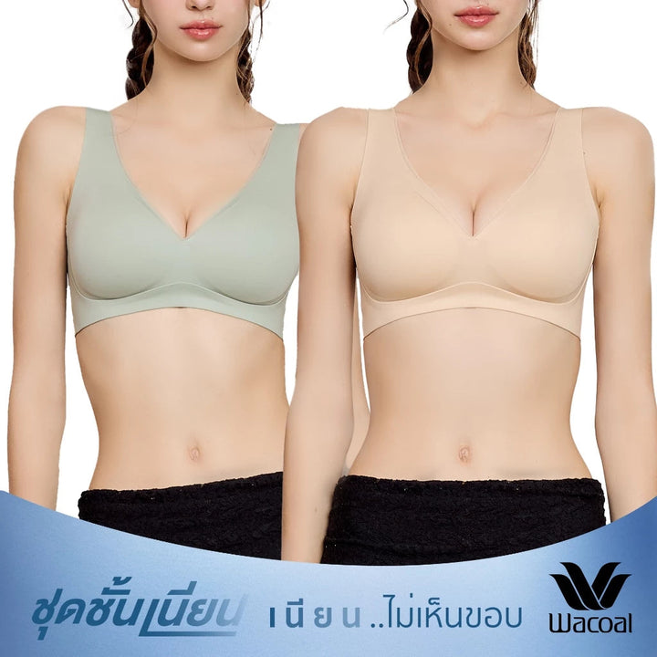 Wacoal ชุดชั้นเนียน บราไร้โครง Smart Size ฟองน้ำบาง เซท 2 ชิ้น รุ่น WB3Y34/WB3234 Wacoal