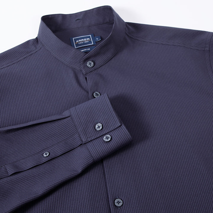 ARROW Microtech Shirt เบา สบาย ไม่ยับ ถอดปกได้ - เสื้อเชิ้ตแขนยาว ทรง SMART สีกรมท่า MACM422-NV ICCSHOPPING