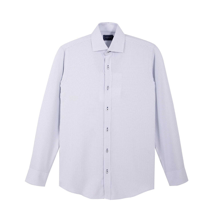 ARROW Microtech Shirt  นุ่ม สบาย ดีไซน์ทันสมัย  - เสื้อเชิ้ตแขนยาว ทรง SMART สีขาวแถบกรมท่า MACM223-NV ICCSHOPPING