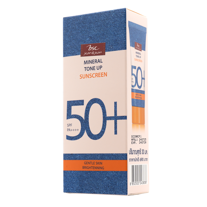 BSC JEAN&JEAN MINERAL TONE UP SUNSCREEN SPF 50+ PA++++ บีเอสซี ยีนส์ แอนด์ ยีนส์ มิเนรัล โทนอัพ ซันสกรีน เอสพีเอฟ 50+ พีเอ++++ BSC Jean & Jean