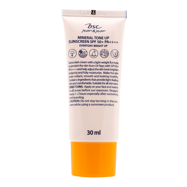 BSC JEAN&JEAN MINERAL TONE UP SUNSCREEN SPF 50+ PA++++ บีเอสซี ยีนส์ แอนด์ ยีนส์ มิเนรัล โทนอัพ ซันสกรีน เอสพีเอฟ 50+ พีเอ++++ BSC Jean & Jean